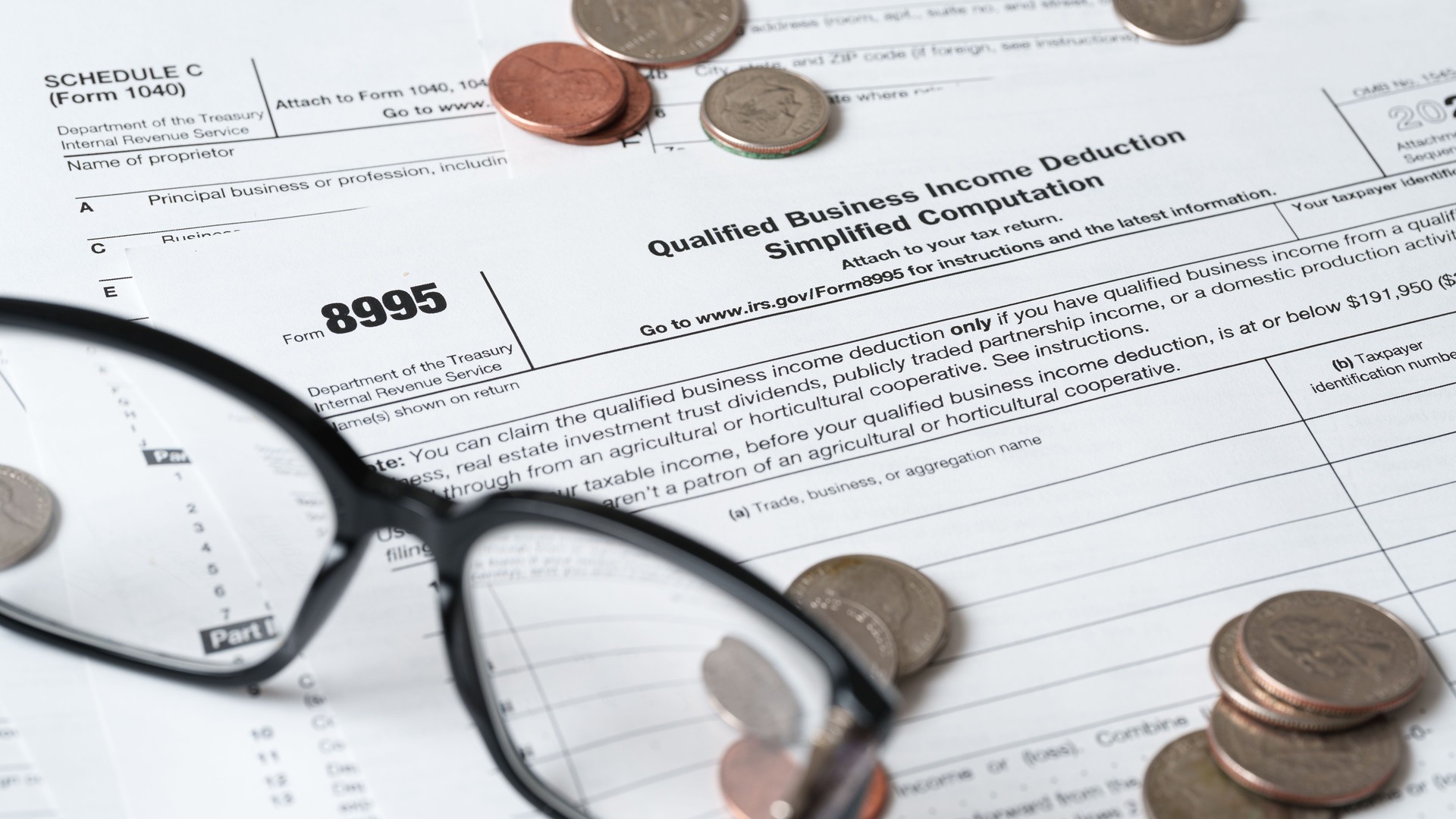Form 8995, Qualified Business Income Deduction Simplified Worksheet, IRS Tax Document Close-Up